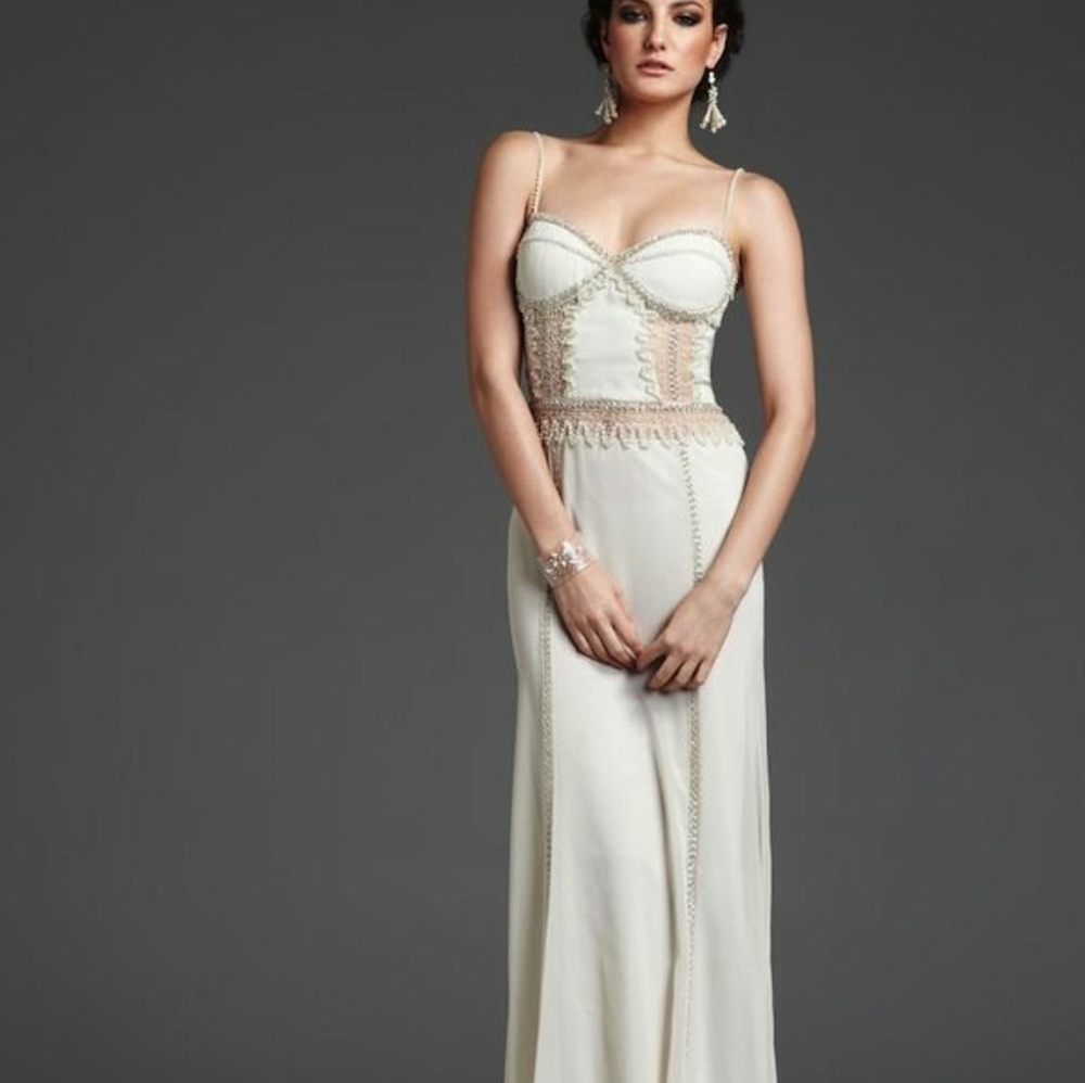Mignon Beaded and Stone Evening Gown